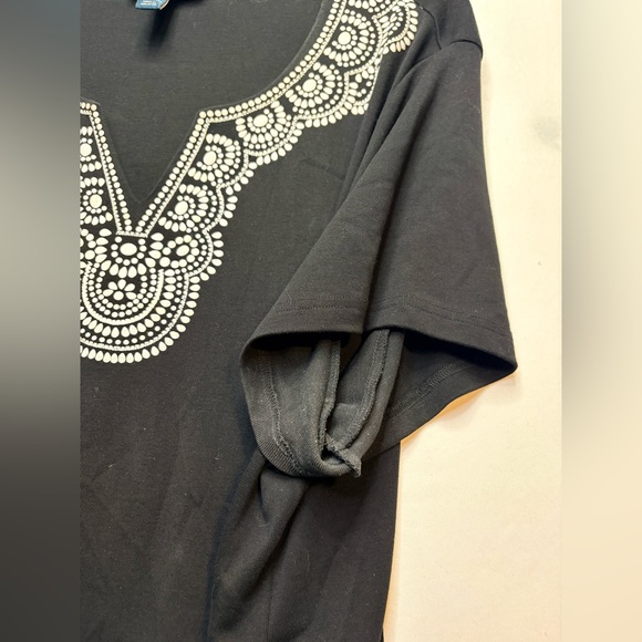 Karen Scott Black Tunic with White Embroidery - Picture 5 of 7